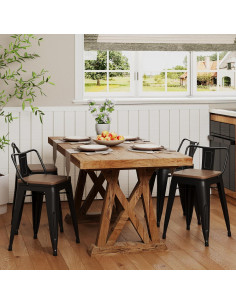 Juego de 4 Taburetes de Bar Metal Changjie 45.72 cm Negro 2