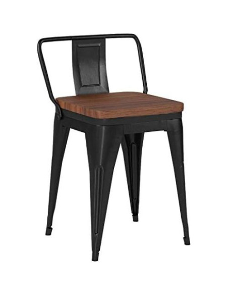 Juego de 4 Taburetes de Bar Metal Changjie 45.72 cm Negro