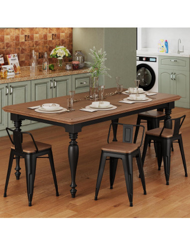 Juego de 4 Taburetes de Bar Metal Changjie 45.72 cm Negro