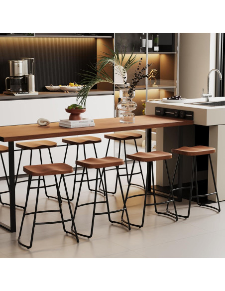 Set de 4 Taburetes de Bar Alunaune 60.96 cm Metal Marrón