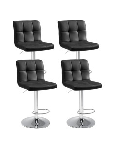 Conjunto de 4 Taburetes de Bar Sweetcrispy Ajustables Negro