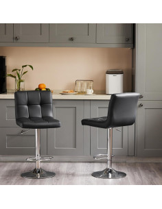 Conjunto de 4 Taburetes de Bar Sweetcrispy Ajustables Negro 2