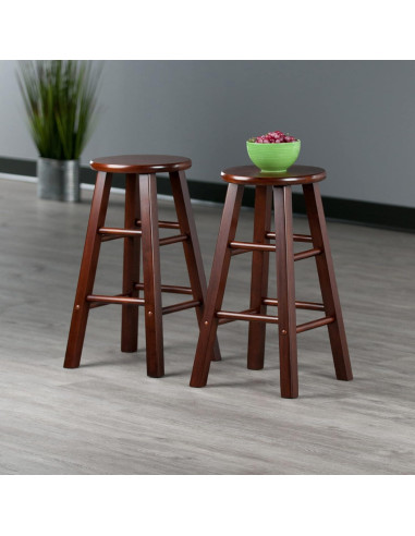Conjunto de Taburetes de Cocina Winsome Element 2 Piezas Nogal 61 cm