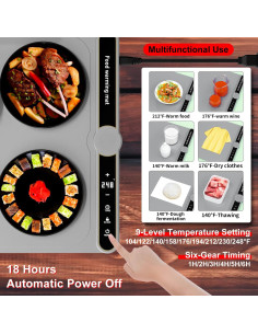Bandeja Calentadora Eléctrica Iconfont 60x37.8cm 9 Niveles Gris 2