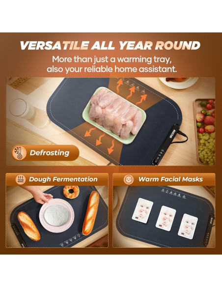 Bandeja Calentadora Eléctrica AUXTUR 61.1cm 3 Temperaturas Ajustables