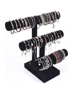 Soporte de exhibición de pulseras ByKen Jewelry 3 niveles Negro 2