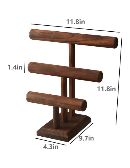 Soporte para pulseras Julysky de madera maciza, 3 niveles