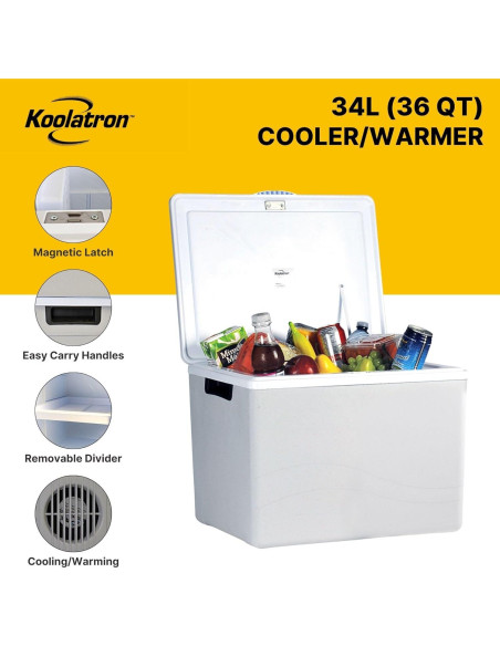 Koolatron Enfriador/Calentador Eléctrico 34L 12V Portátil
