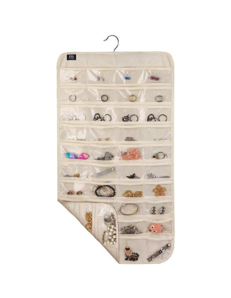 Organizador de Joyería Colgante BB Brotrade 80 Bolsillos Beige