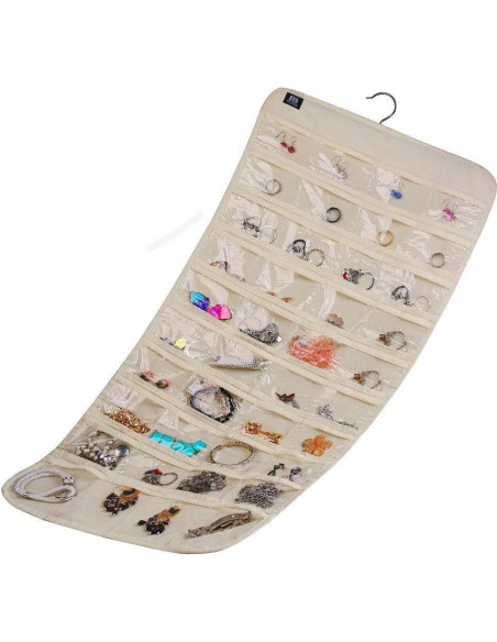 Organizador de Joyería Colgante BB Brotrade 80 Bolsillos Beige