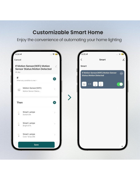 Sensor de Movimiento WiFi TREATLIFE WPIR, Detección 7m, Sin Hub