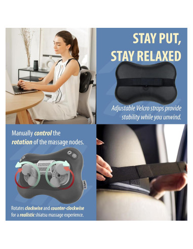 Masajeador Eléctrico Zyllion ZMA-34 con Calor y 2 Velocidades