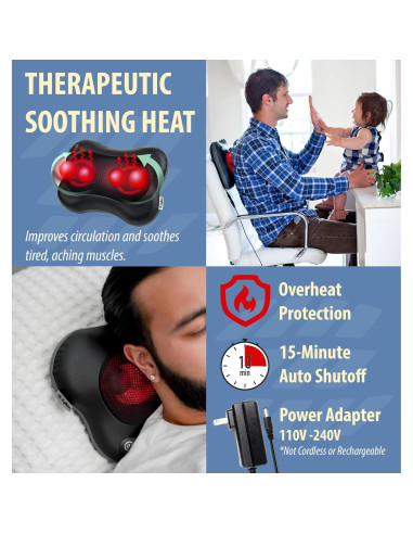 Masajeador Eléctrico Zyllion ZMA-34 con Calor y 2 Velocidades