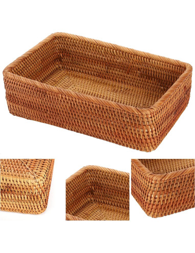 Cestas de Almacenamiento Rectangulares ZENFUN - 3 Tamaños Rattan