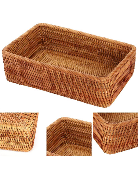 Cestas de Almacenamiento Rectangulares ZENFUN - 3 Tamaños Rattan