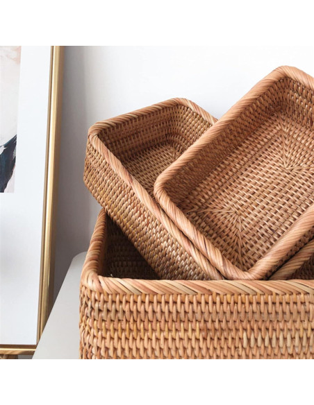 Cestas de Almacenamiento Rectangulares ZENFUN - 3 Tamaños Rattan