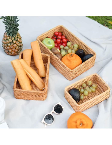 Cestas de Almacenamiento Rectangulares ZENFUN - 3 Tamaños Rattan