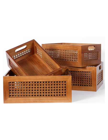 Juego de 4 Cestas de Almacenamiento de Madera LaMorée