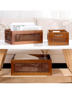 Juego de 4 Cestas de Almacenamiento de Madera LaMorée 2
