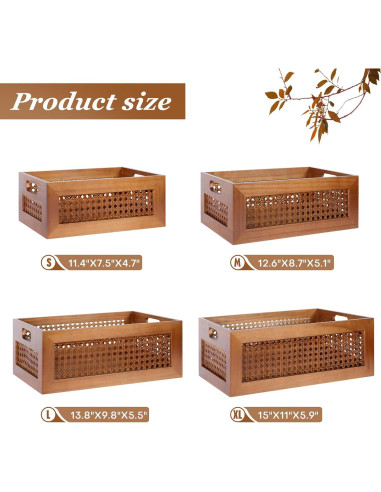 Juego de 4 Cestas de Almacenamiento de Madera LaMorée