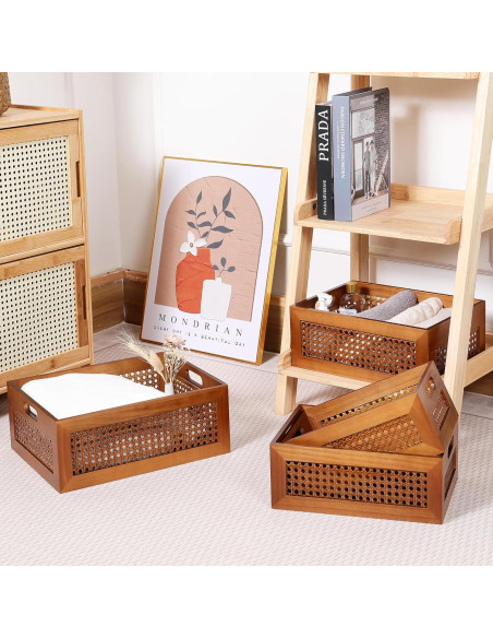 Juego de 4 Cestas de Almacenamiento de Madera LaMorée
