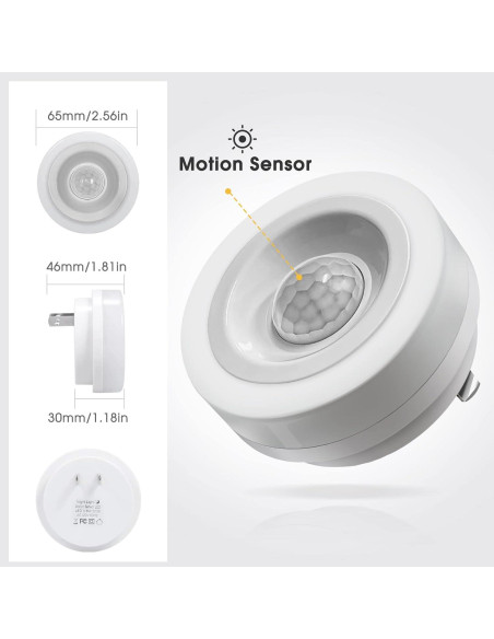 Luz Nocturna Briignite con Sensor de Movimiento 2 Pzas 0.6W