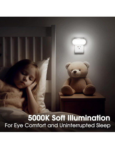 Luz Nocturna Enchufable Briignite 1W Regulable 2Pack Blanca