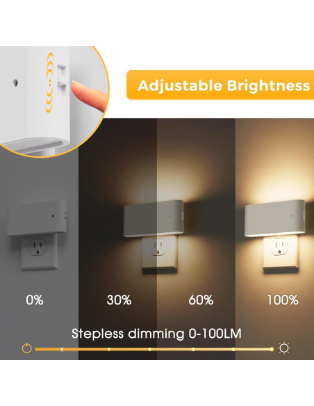 Luz Nocturna LED Regulable L LOHAS, 2 Paquete 100 Lúmenes