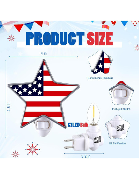 Luz Nocturna Estrella 4 de Julio Kittmip LED Acrílica