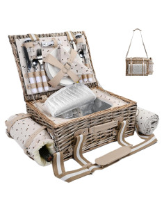 Juego de Cesta de Picnic SatisInside para 4 Personas con Manta