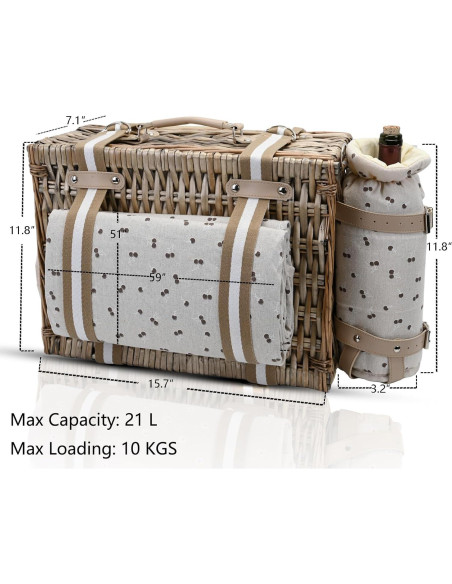 Juego de Cesta de Picnic SatisInside para 4 Personas con Manta