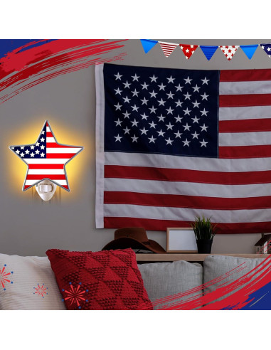 Luz Nocturna Estrella 4 de Julio Kittmip LED Acrílica