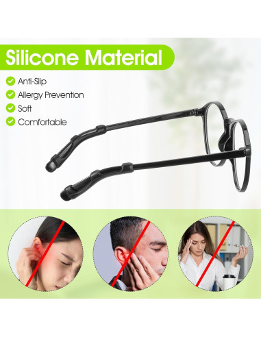 8 Pares Almohadillas Silicona Antideslizantes para Gafas BOHUIZ