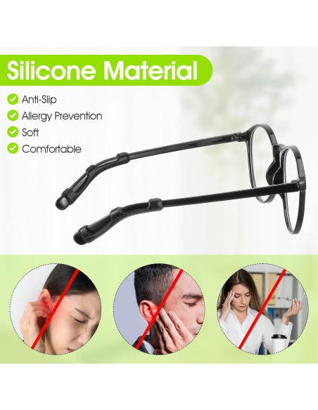 8 Pares Almohadillas Silicona Antideslizantes para Gafas BOHUIZ