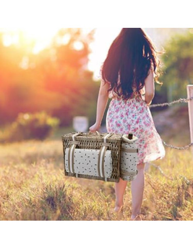 Juego de Cesta de Picnic SatisInside para 4 Personas con Manta