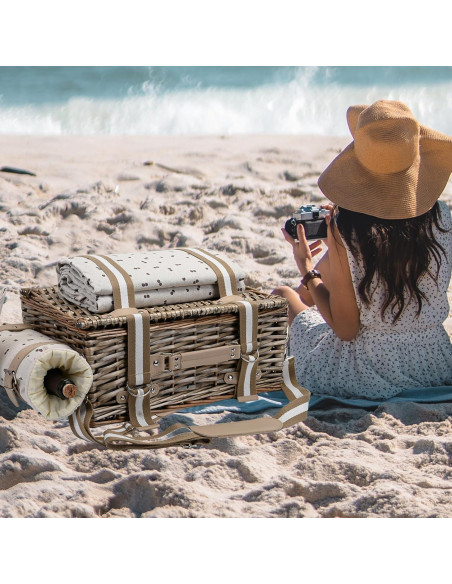 Juego de Cesta de Picnic SatisInside para 4 Personas con Manta