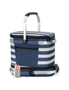 Cesta de Picnic Aislada ALLCAMP 22L Plegable Azul y Blanca