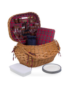 Cesta de Picnic Deluxe Picnic Time para 4 Personas - Tartán Rojo