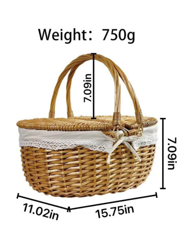 Canasta de Picnic Grande OrgaNatureQueen con Manta 39.1 cm