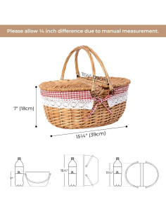 Cesta de Picnic GRANNY SAYS de Mimbre Natural con Tapa Roja 2