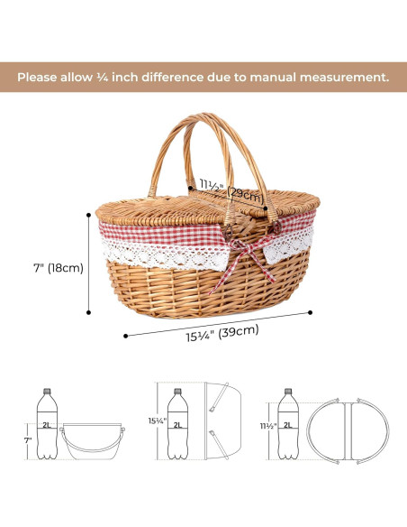 Cesta de Picnic GRANNY SAYS de Mimbre Natural con Tapa Roja