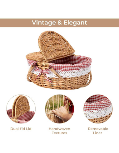 Cesta de Picnic GRANNY SAYS de Mimbre Natural con Tapa Roja