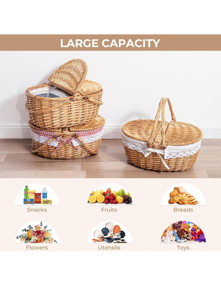 Cesta de Picnic GRANNY SAYS de Mimbre Natural con Tapa Roja