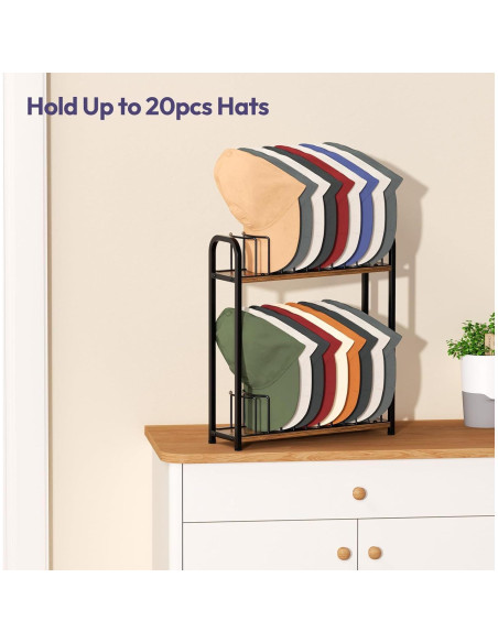 Soporte para Sombreros SWTYMIKI Negro - Organizador de 20 Gorras