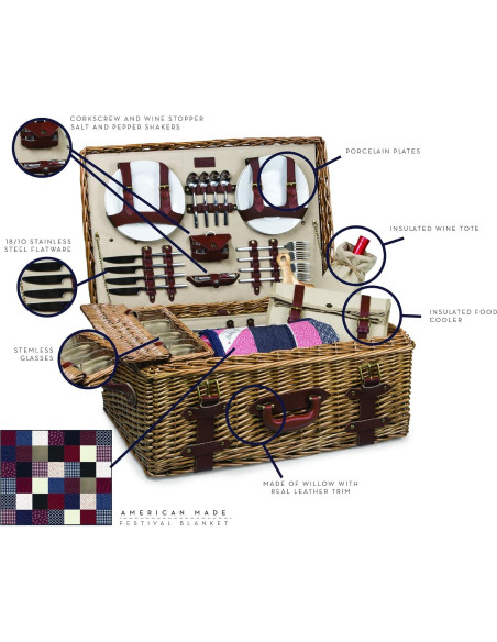 Cesta de Picnic de Lujo PICNIC TIME Charleston para 4 Personas