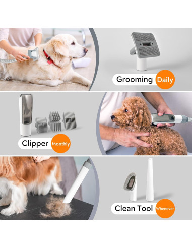 Aspiradora Acicalamiento Mascotas ExcegBot G20 12kPa 5 Herramientas