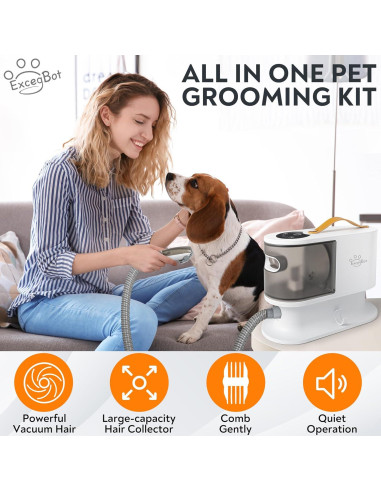 Aspiradora Acicalamiento Mascotas ExcegBot G20 12kPa 5 Herramientas