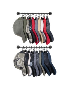 Soporte para Sombreros Mkono Negro, Organizador de Pared 20 Ganchos