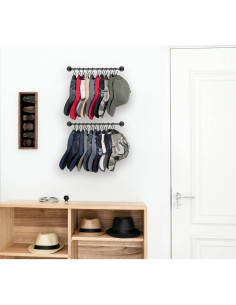 Soporte para Sombreros Mkono Negro, Organizador de Pared 20 Ganchos 2