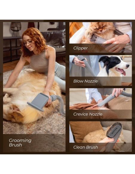 Aspiradora y Secadora para Perros KungFuPet 3 en 1 15000Pa